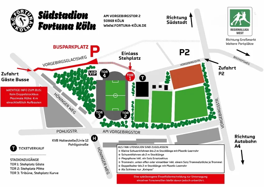 Anreiseinformationen zum Südstadion